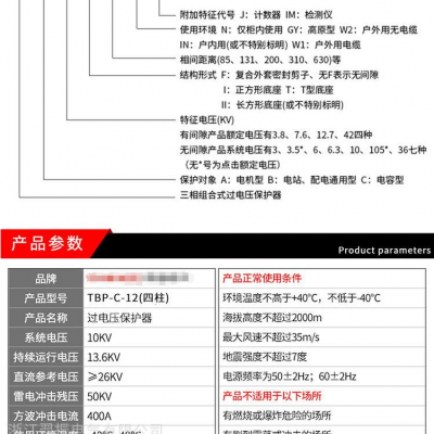 组合式避雷器/过电压保护器YHB15CD-8/198/19