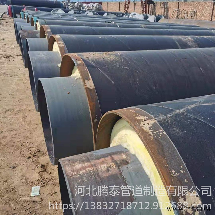 城镇供热钢套钢蒸汽保温管道 内滑动钢套钢直埋保温钢管 腾泰管道 钢套钢玻璃棉保温钢管现货图1
