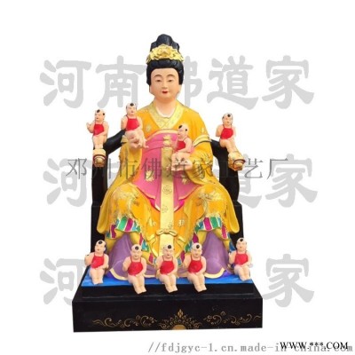 菩提树人 鬼子母像 贴金彩绘玻璃钢材质 魔利支天