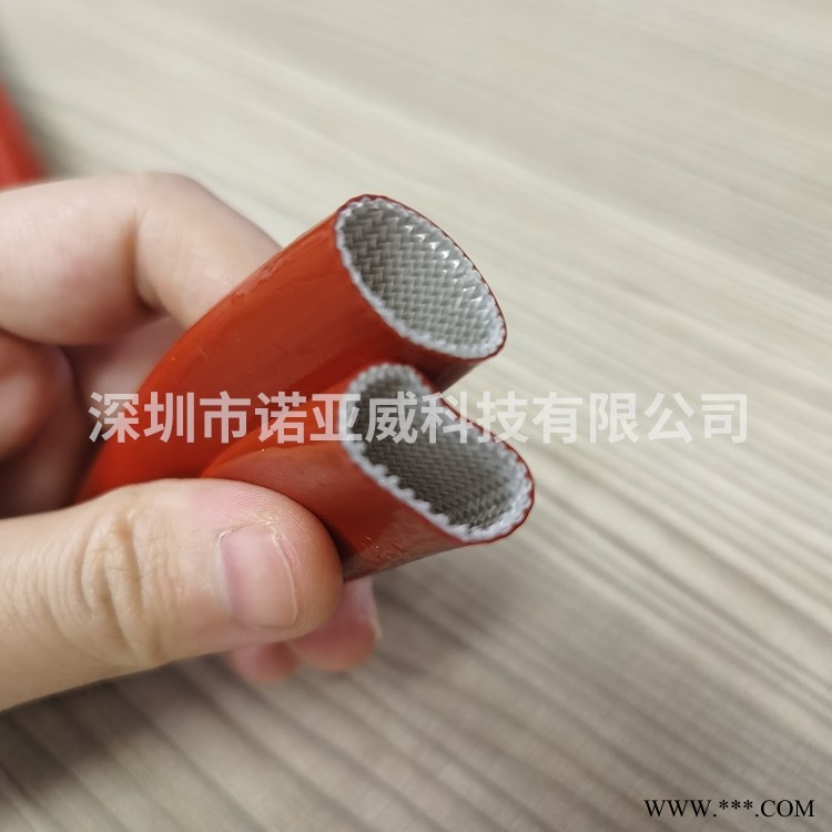 厂家供应内纤外胶套管 耐高温纤维编织硅胶绝缘套管 扩张自熄管图1