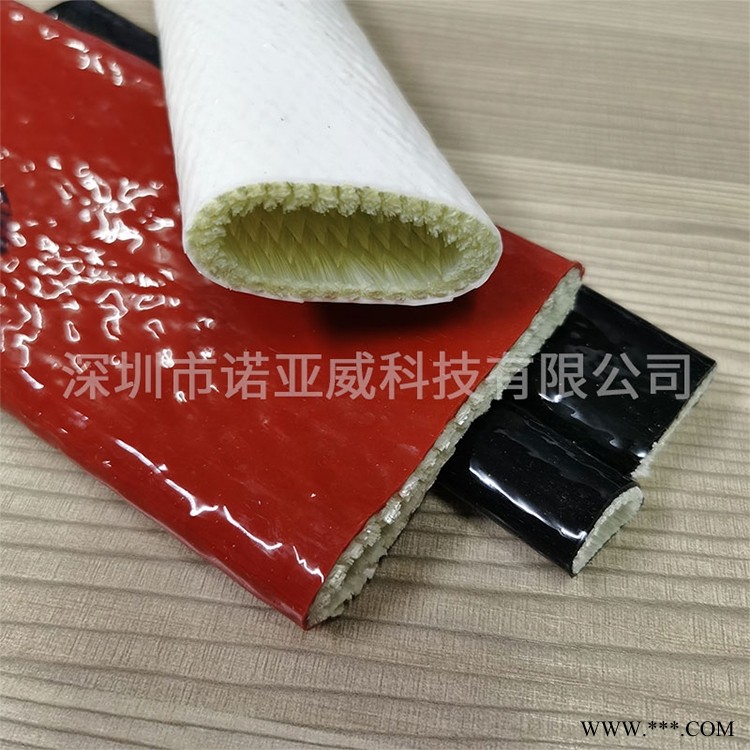 厂家批发耐撕裂耐高温560度硅橡胶玻璃纤维套管 红色内纤外胶套管图1