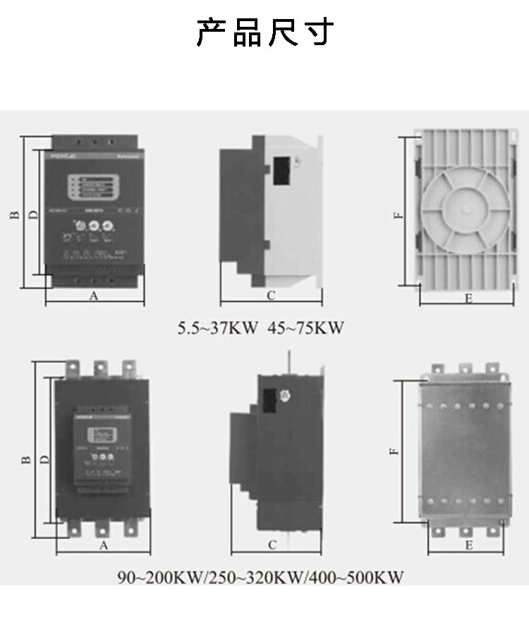 雷诺尔软启动器SSD-250 250KW通用智能电机软启起器示例图11