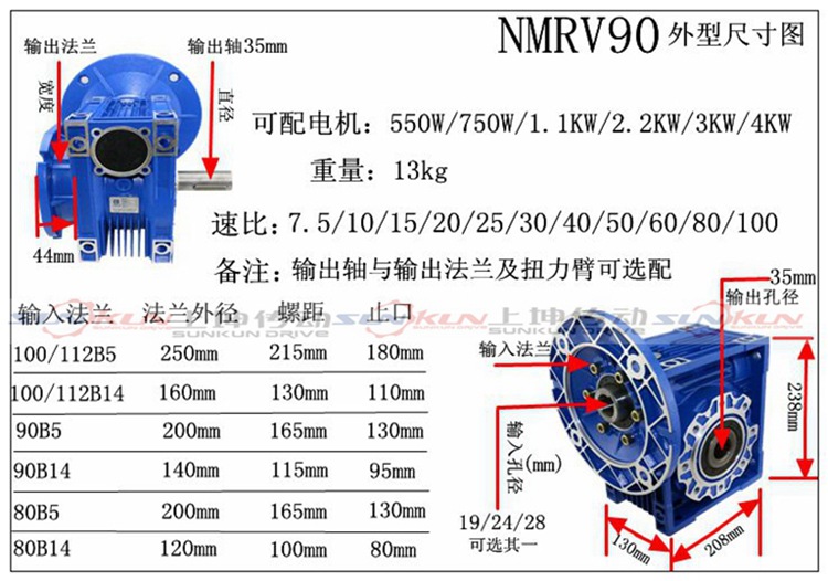 厂家批发 铝合金减速机 NMRV25-150减速机电机0.12-15KW速比5-100示例图13