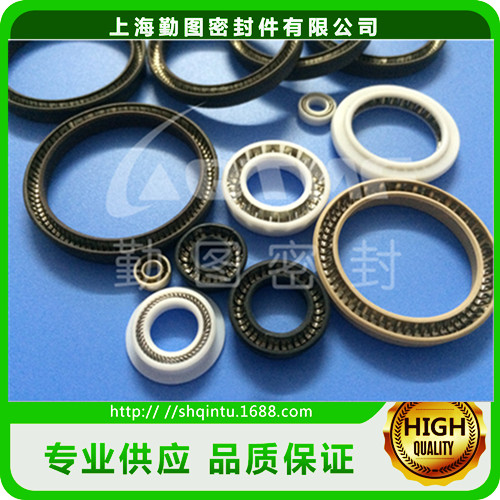 耐高温弹簧密封圈 V型弹簧泛塞封 耐高压磨损油封 PTFE