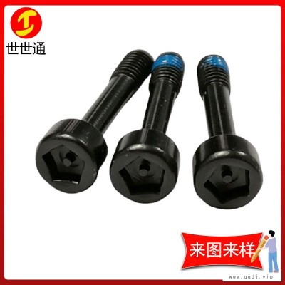 北京加工螺丝生产厂   铁镀黑锌杯头内五角带柱点胶机丝螺丝   世世通定制