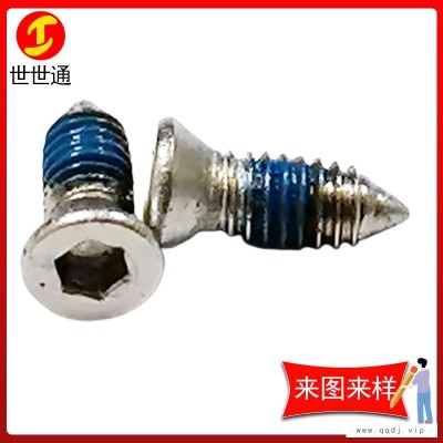 上海加工螺丝厂  不锈钢沉头内六角点胶机丝尖尾螺丝   世世通定制